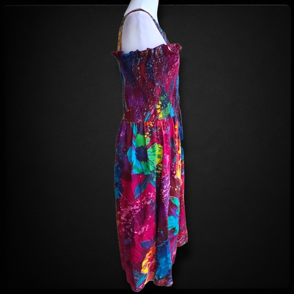 Metropolitan Midi Colorful Button Strap Stretch Ruffle Plus Size Dress 1X - Picture 6 of 12